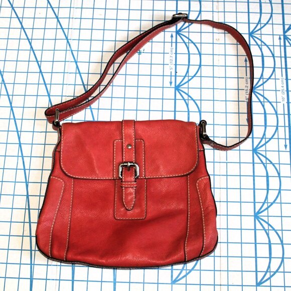 Fossil Pebbled Leather Shoulder Crossbody Messenger Bag, Salmon Pink, Very Nice! - Picture 1 of 7